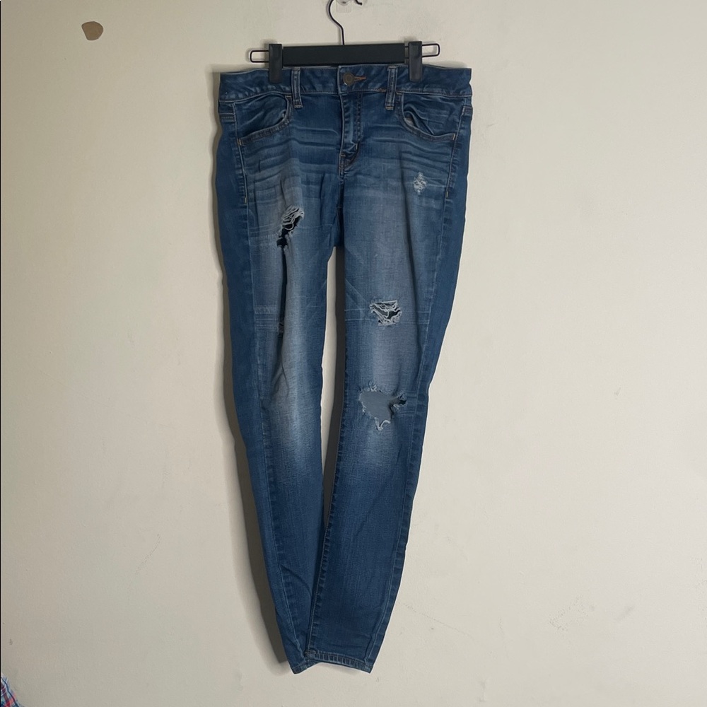 American Eagle Outfitters Skinny Distressed Jeans - Blue